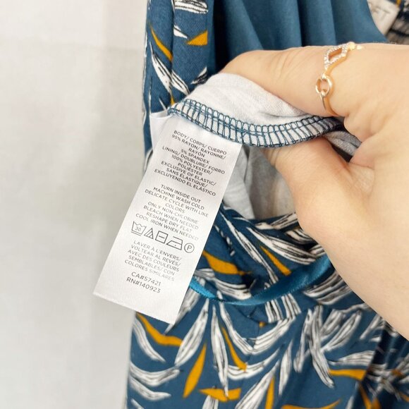 NEW Loft Blue Leaf Jersey Knit Wide Leg Jumpsuit Surplice Tie Straps Size XL - Picture 7 of 7